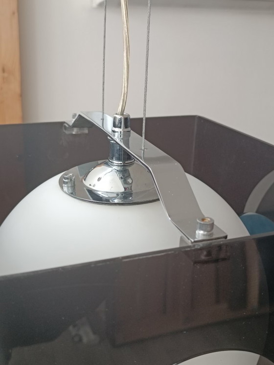 Image 1 of 1990s designer pendant lamp in smoked transparent plexiglass