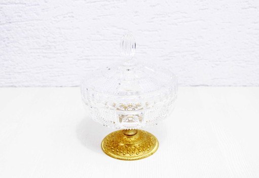 Bonbonnière en cristal et laiton