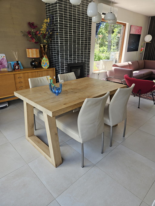 6 Munsterring Esszimmerstühle Leder beige
