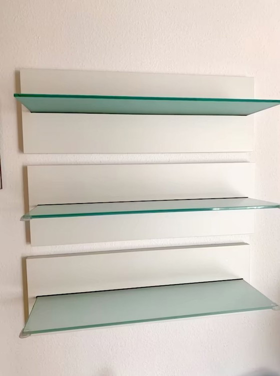 Image 1 of Molteni & C wall shelf with frosted glass, set of 3