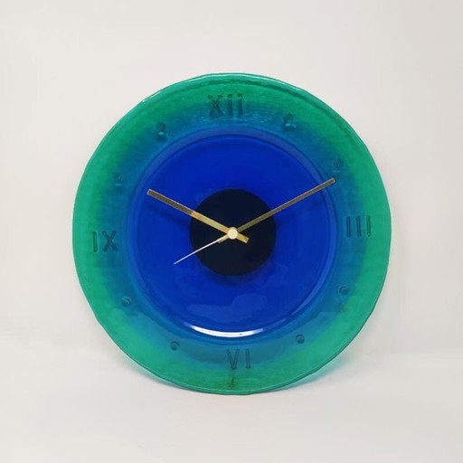 1960s Wall Clock in Murano Glass by "Cà Dei Vetrai". Made in Italy