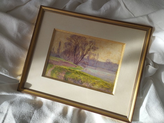 Image 1 of Henri ROSIER, Ponds of Ville d'Avray. Framed oil on paper.