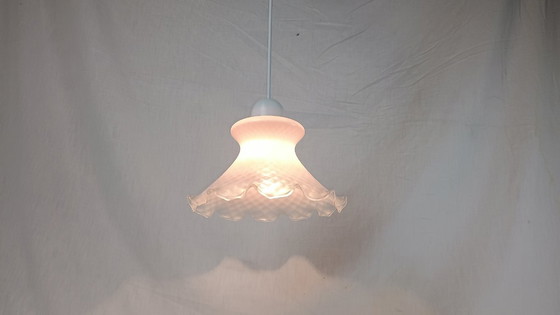 Image 1 of Lampada a sospensione vintage Venini in vetro di Murano rosa chiaro, metà anni '50