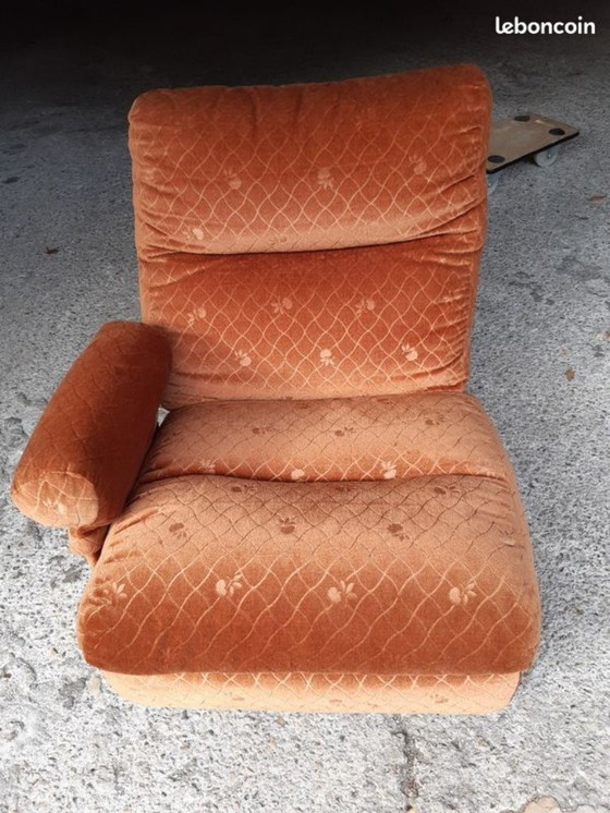 Image 1 of 7/7 Oranje fauteuil Ligne Roset Pr M. Ducaroy Mod. Albany, Ontwerp Epo. Vintage