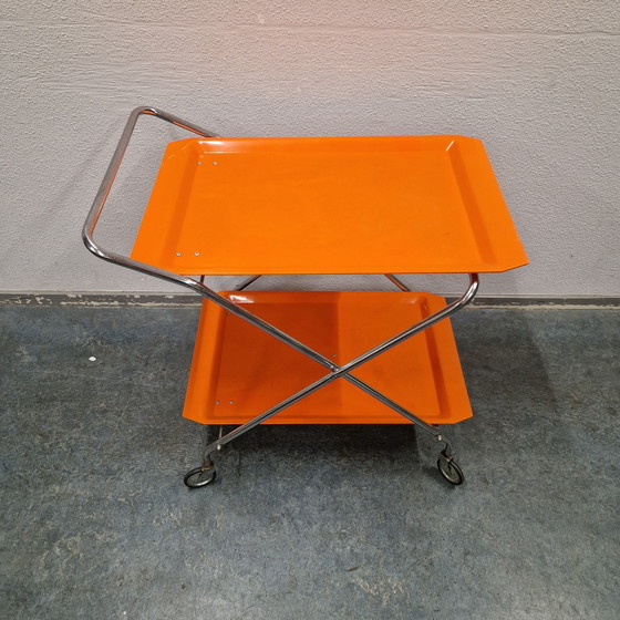 Image 1 of Carrello da tè arancione vintage Barcart degli anni '70