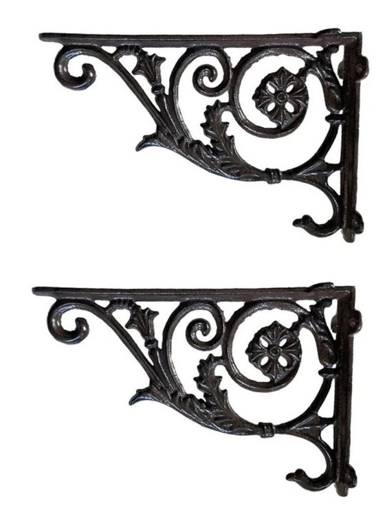 Image 1 of Set di quattro staffe per mensole classiche in ghisa