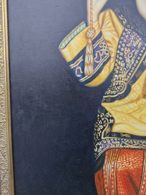 Donna cinese che suona il flauto di bambù, Dipinti e disegni, Tela, Nero (foto 11 di 15)