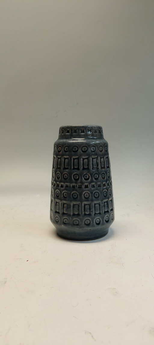 Vintage 1970s Scheurich Inka ceramic West Germany blue vase