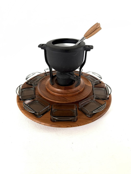 Set da fonduta vintage con carosello, Digsmed Danimarca '70