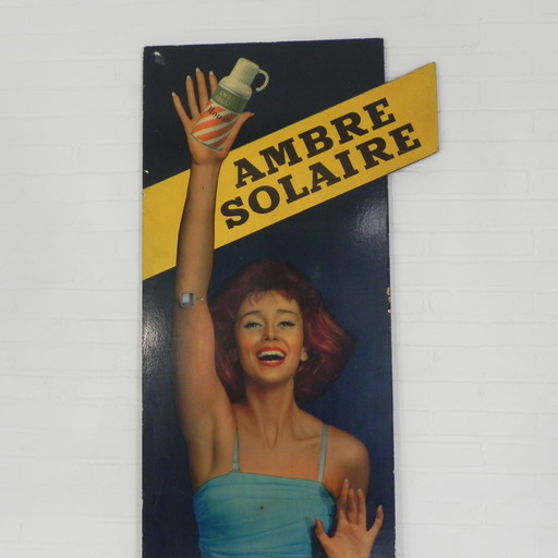 Panneau d'affichage de 2,5 m de haut Ambre Solaire par Harry Meerson, années 1950