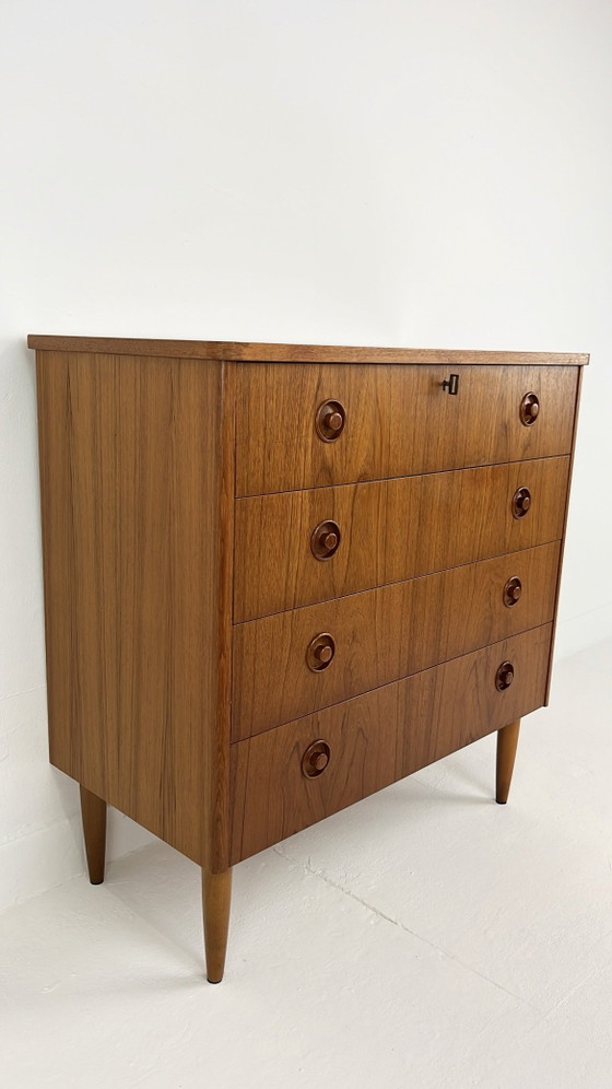 Cassettiera Svedese Vintage in Impiallacciatura di Teak – Cassettiere, Legno, Scandinavian (photo 10 of 12)