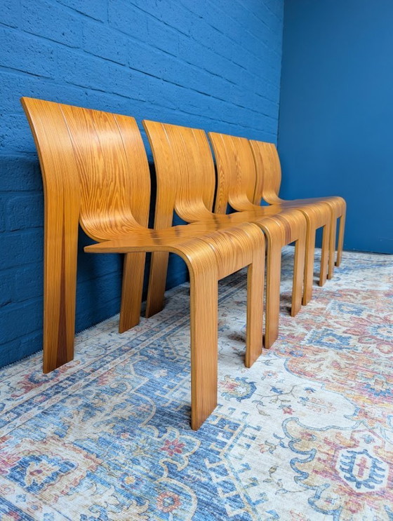 Image 1 of 4x Chaises à bandes vintage, Gijs Bakker pour Castelijn, 1970