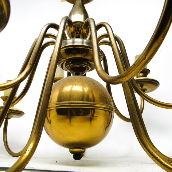 Vintage Metal Chandelier, Poland, 1980s – Brass (photo 12 of 13)