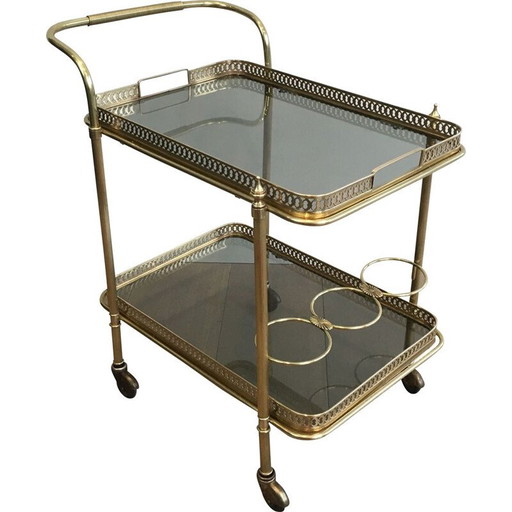 Vintage brass coffee table with neoclassical top, 1940