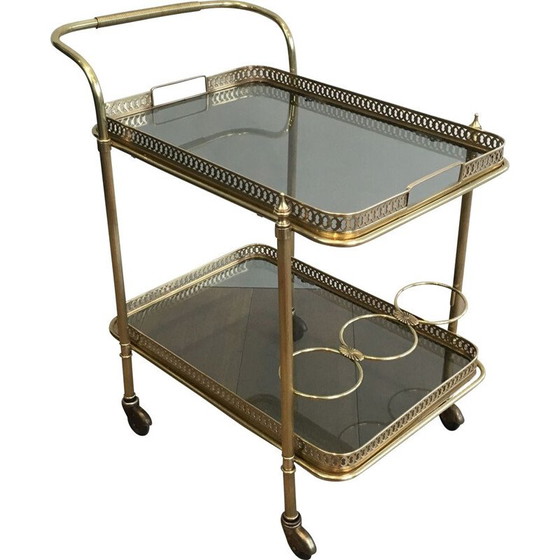 Image 1 of Vintage brass coffee table with neoclassical top, 1940