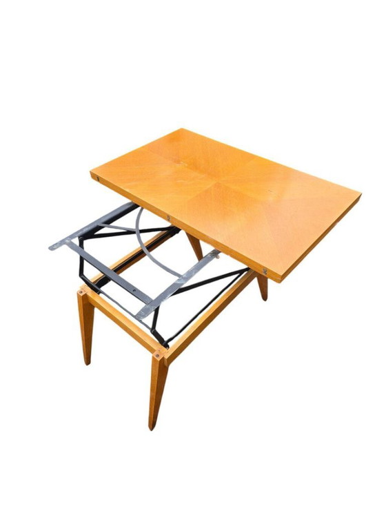 Scandinavian Convertible Coffee Table in Light Wood, 1960s – Metal (photo 5 of 5)