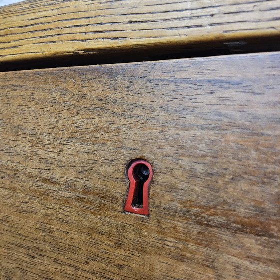 Image 1 of Bureau Art Déco ancien en bois avec bibliothèque et tiroirs d'archivage / bureau double face