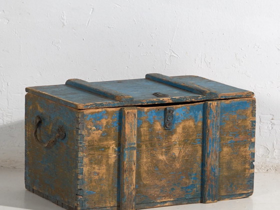 Antique blue primitive style chest (c.1920) #14 – Storage cabinet, Rustic (photo 2 of 34)