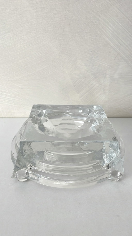 Large glass ashtray by Boris Sipek, signed