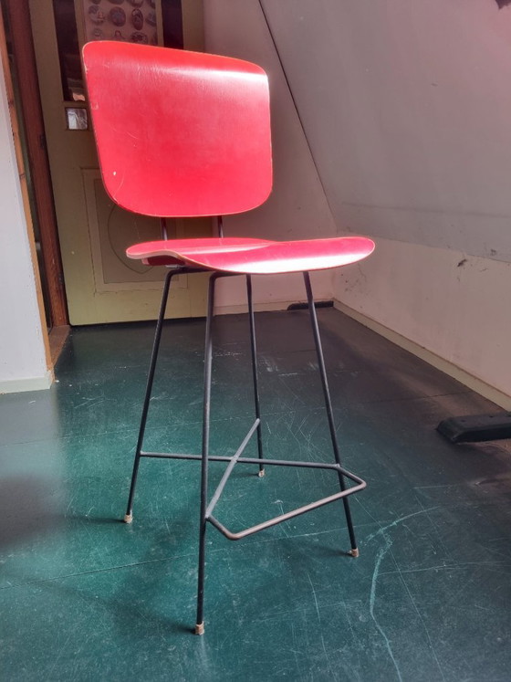 Chaise haute design vintage 1950 Coen De Vries – Tabourets de bar, Metal, Wood (photo 3 of 5)