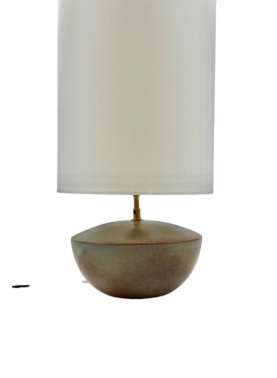 Image 1 of Pied de lampe en céramique verte, style moderne du milieu du siècle, Alain di Bin, France, années 1960