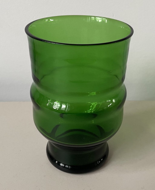 Chris Lanooy - Bottle green beaker vase from 1921 - Glass Factory Leerdam