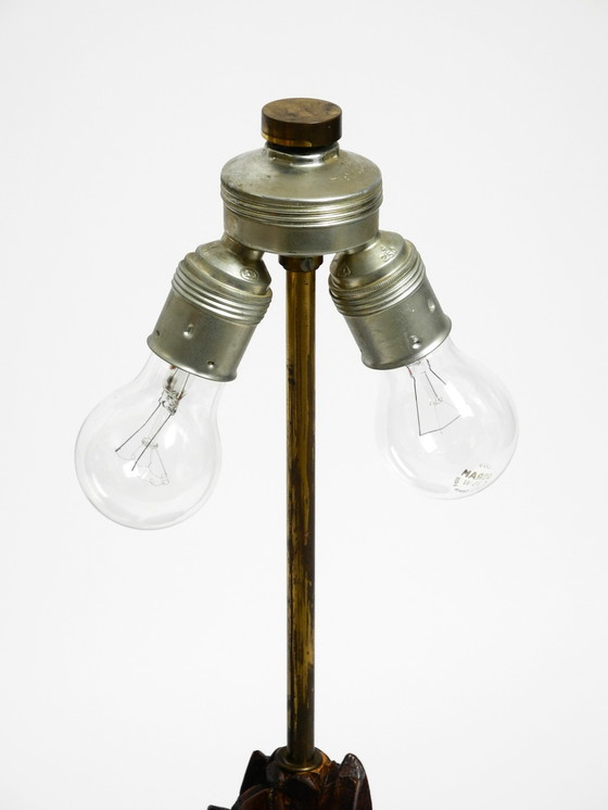 Image 1 of Pareja de grandes lámparas de sobremesa "Piña" de madera de pino teñida, muy decorativas, de estilo Mid Century Modern.