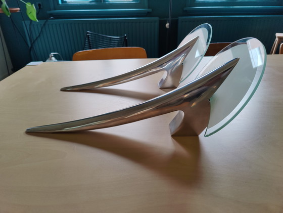 Image 1 of Juego (2) Apliques Alien, Diseñado por Joan Auger y Producido por Taller Uno / Metalarte en España en los años 80