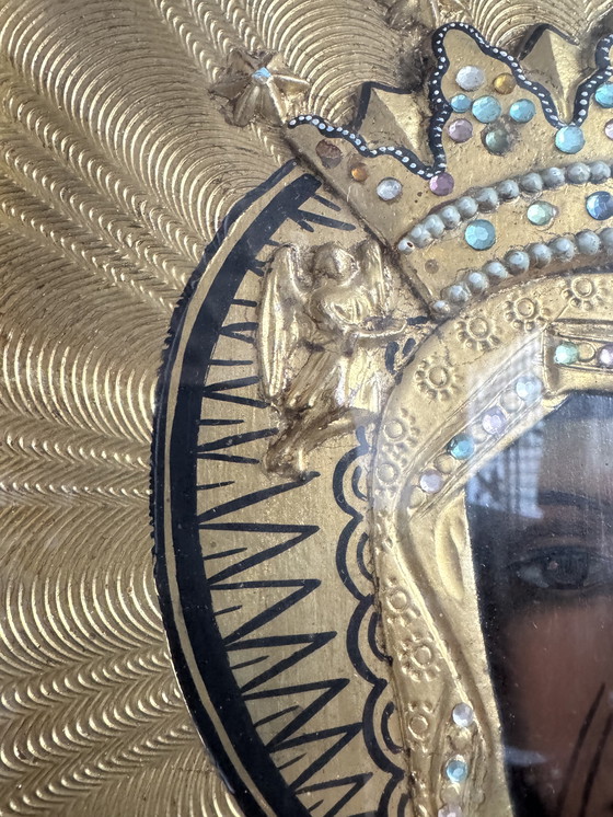 Image 1 of Icona dipinta e metallo sbalzato, Polonia, inizio XX secolo