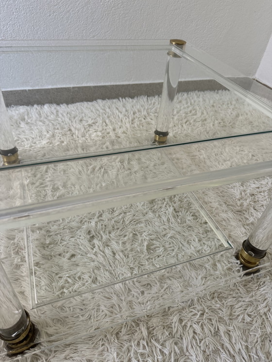 Image 1 of Brass Plexiglas Coffee Table 70s