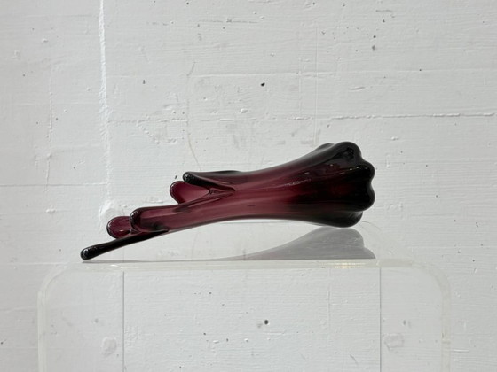 Image 1 of Vase expressif en verre de Murano violet, années 1950