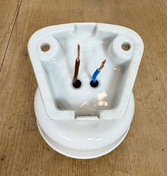 Image 1 of Vintage White Porcelain Wall Light with Clear Glass, 1960s