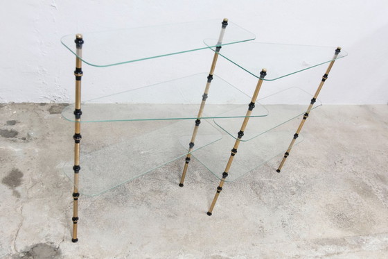 Image 1 of Étagère Présentoir Boulangerie Vitrine de Magasin en Verre et Laiton 1950