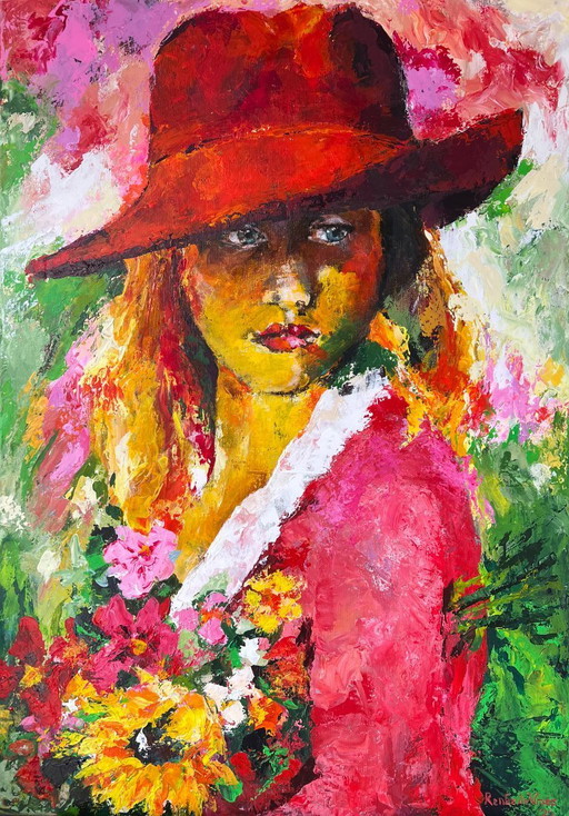 'Laisse fleurir tes rêves'/0.70 - 1.00 m./Acrylic/palette blades/Renée de Vries