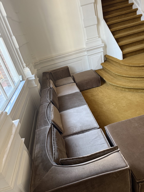 Image 1 of Modular vintage design sofa in brown velvet – 1970s Italian