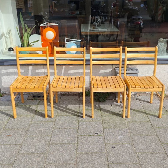 Image 1 of Set of 4 vintage beech wood dining chairs