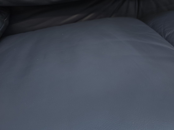 Image 1 of Cassina Maralunga two-seater designer sofa, leather sofa, couch, blue-grey, Magistretti