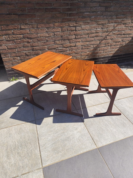 Image 1 of Tables gigognes vintage en teck Kai Kristiansen, modèle VM143, des années 1960
