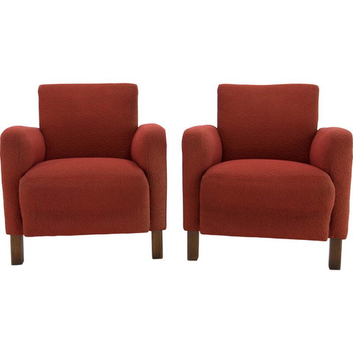 Par de sillones vintage de tela Art Déco de Halabala para UP Zavody, 1930