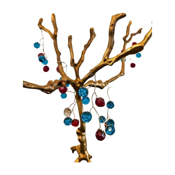 Image 1 of Scultura di albero in ottone fatta a mano – Design ornato a 5 gambe | Decorazione egiziana vintage – 32 cm