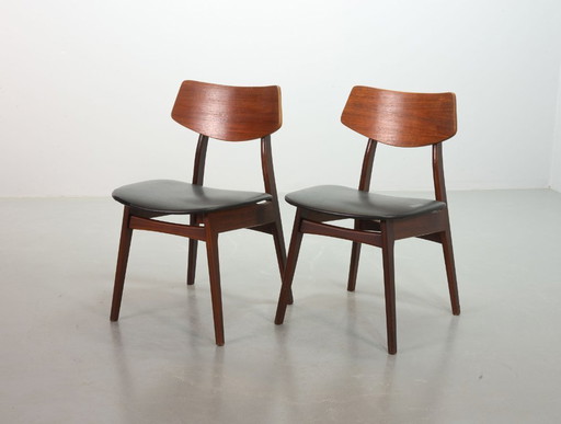 Elegantes Set von 2 Webe Teakholz-Esszimmerstühlen von Louis van Teeffelen, 1960er Jahre.