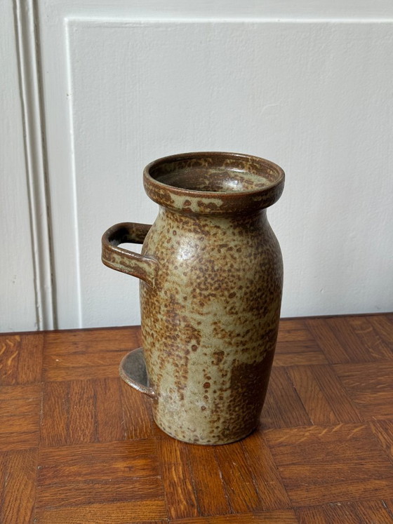 Vintage speckled enameled ceramic Vase (photo 3 of 9)