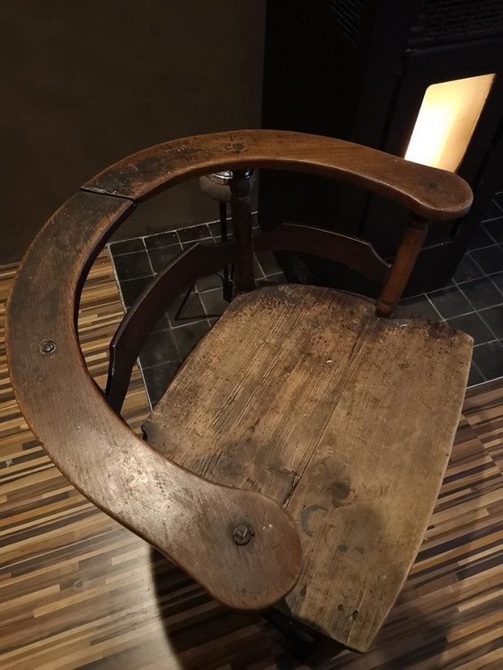 Image 1 of Antique solid wood armchair with armrests - Authentic rustic style