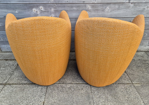 2 fauteuils Leolux Shaman en tissu orange mélangé