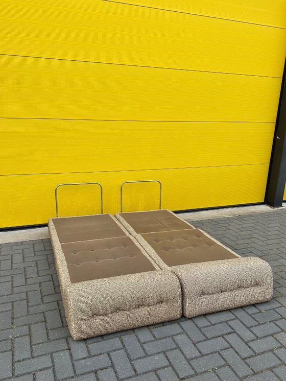 Image 1 of Vintage modular sofa / sofa bed - beige-brown woven fabric