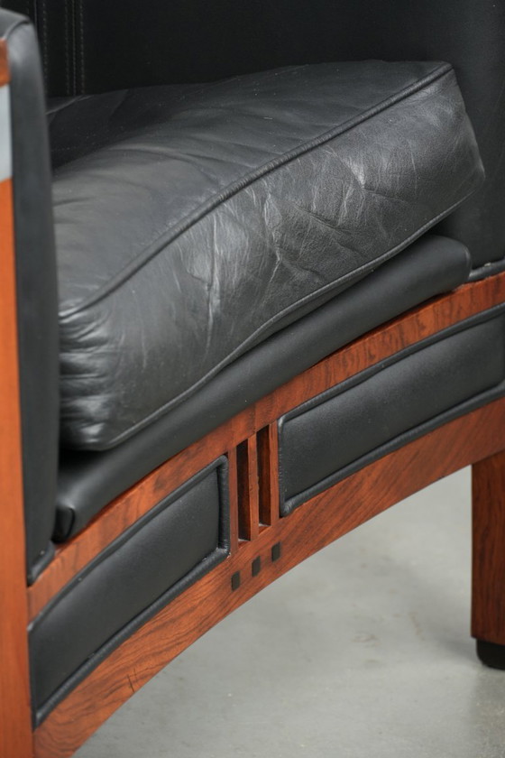 Zwarte leren Art Deco Schuitema design fauteuil, in goede staat, uit de Decoforma serie – Leather, Klassiek (photo 12 of 12)