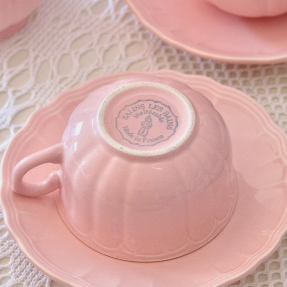 Image 1 of Antique pink coffee service signed Salins-les-Bains