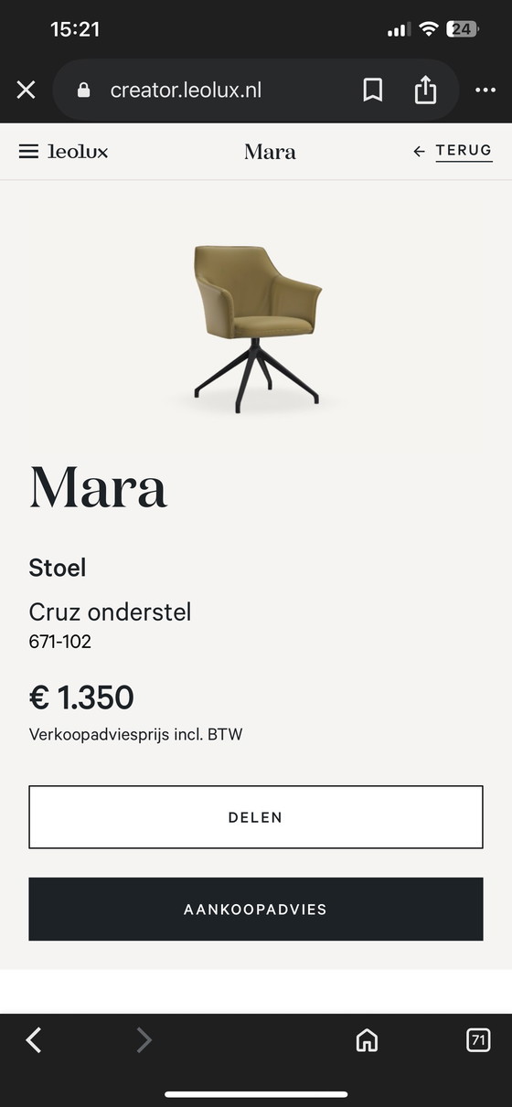 Image 1 of Leolux Mara draaistoel/ fauteuil Cruz NIEUW