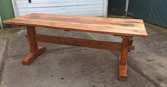 Image 1 of Antique rustic solid oak large dining table