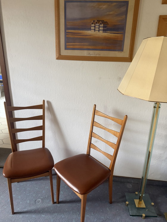 4* Mid-Century Chairs, Solid Wood, Danish Style, Ladder Back – Dining chairs (photo 5 of 5)
